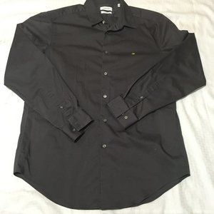 Men's Calvin Klein Black Slim Fit Stretch Collar Dress Shirt Size 16.5  34/35